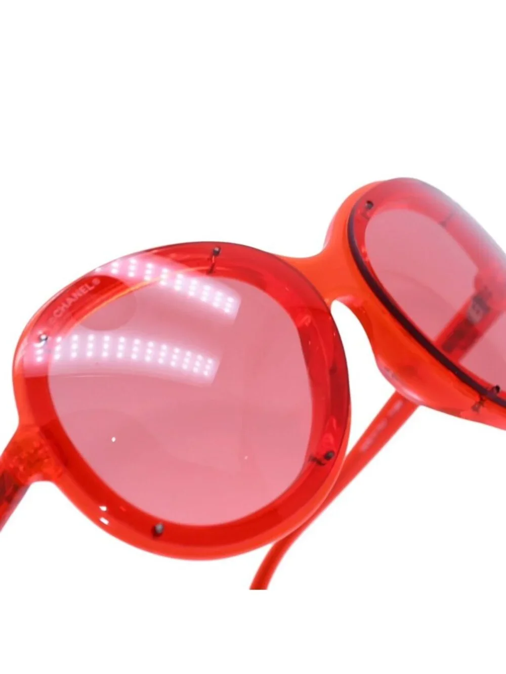 Chanel Sunglasses Eyewear CC Logo Clear Red Acetate